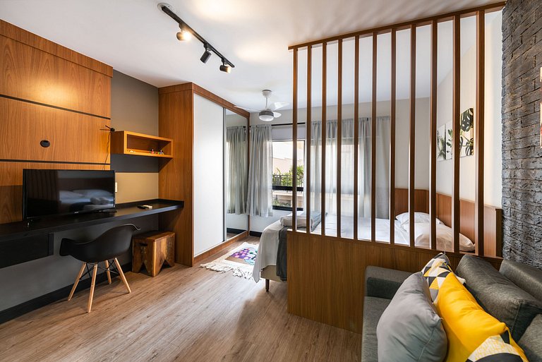 MI312 Studio Funcional e Aconchegante p/ Até 4