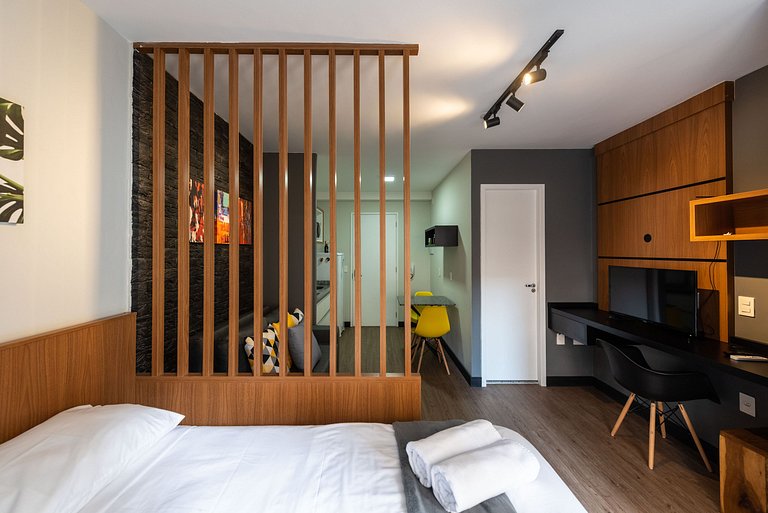 MI312 Studio Funcional e Aconchegante p/ Até 4