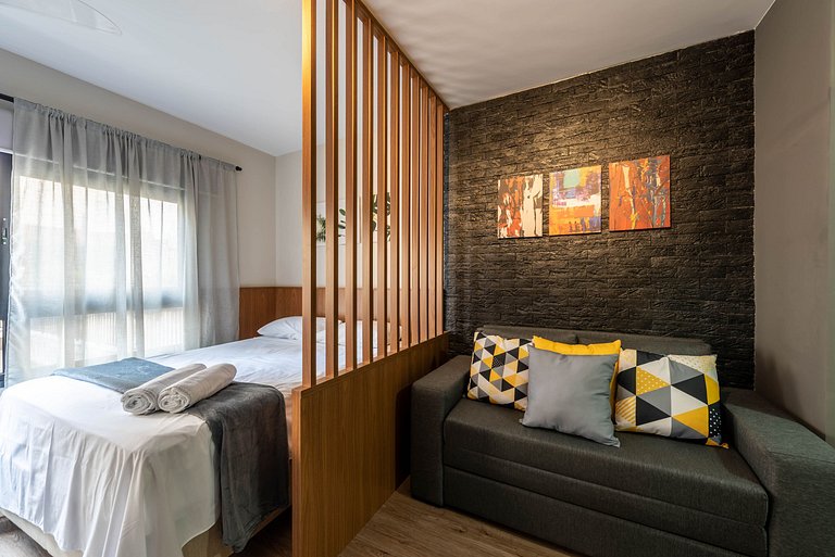 MI312 Studio Funcional e Aconchegante p/ Até 4