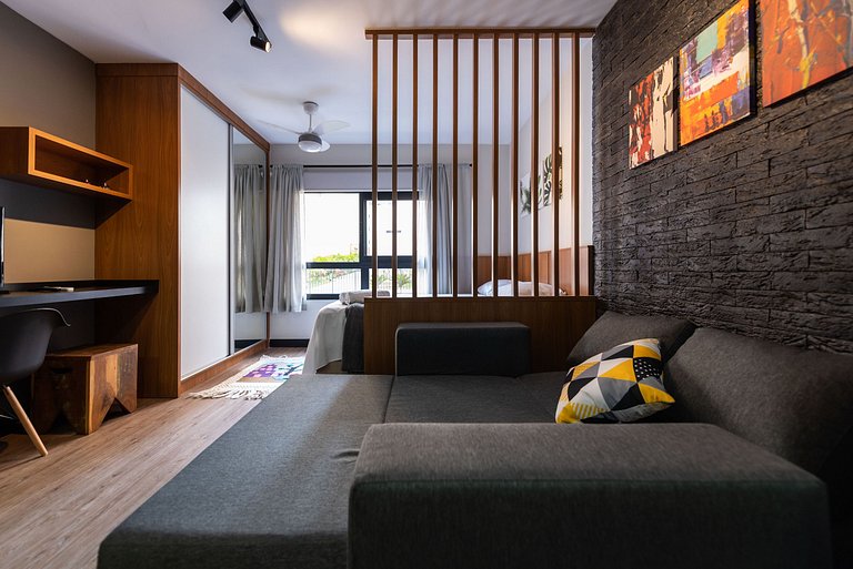 MI312 Studio Funcional e Aconchegante p/ Até 4