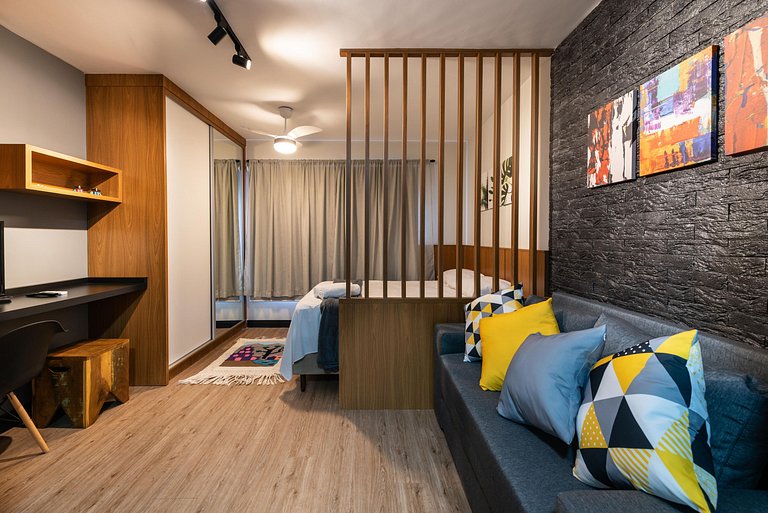 MI312 Studio Funcional e Aconchegante p/ Até 4