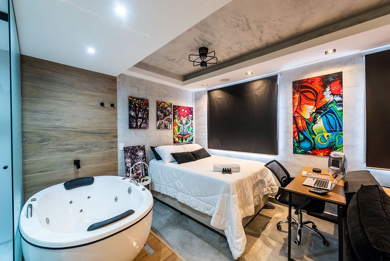 AA212 Studio sofisticado Na Bela Vista com Jacuzzi