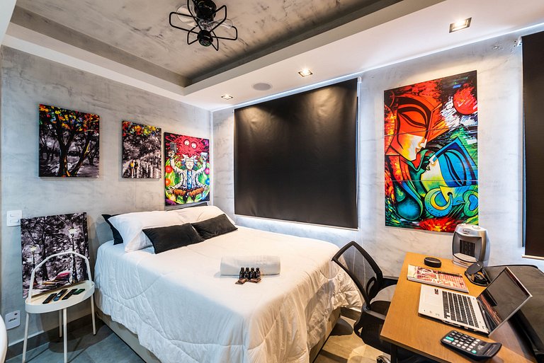 AA212 Studio sofisticado Na Bela Vista com Jacuzzi