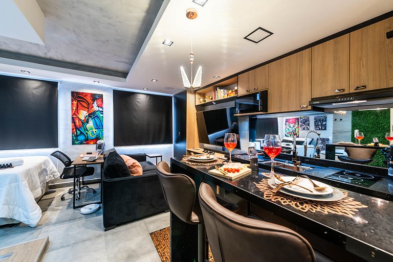 AA212 Studio sofisticado Na Bela Vista com Jacuzzi