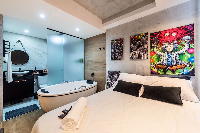 AA212 Studio sofisticado Na Bela Vista com Jacuzzi