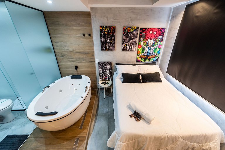 AA212 Studio sofisticado Na Bela Vista com Jacuzzi