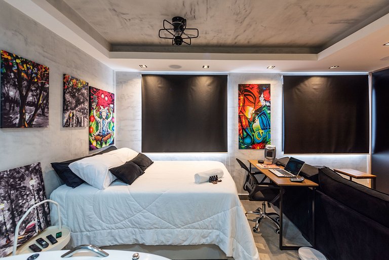 AA212 Studio sofisticado Na Bela Vista com Jacuzzi
