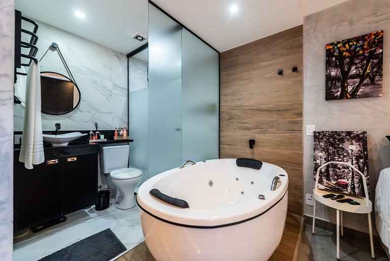 AA212 Studio sofisticado Na Bela Vista com Jacuzzi