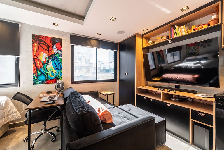 AA212 Studio sofisticado Na Bela Vista com Jacuzzi