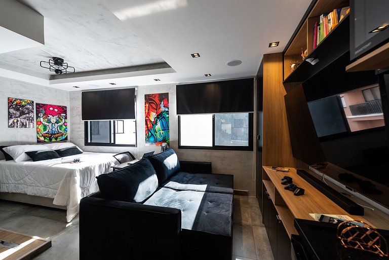 AA212 Studio sofisticado Na Bela Vista com Jacuzzi