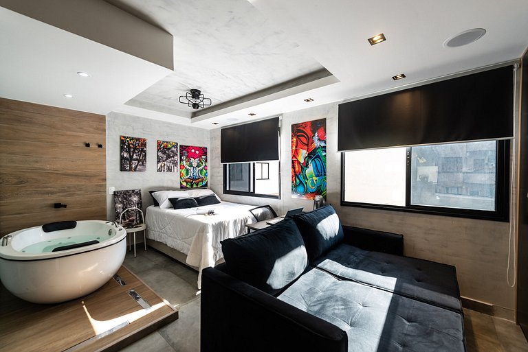 AA212 Studio sofisticado Na Bela Vista com Jacuzzi