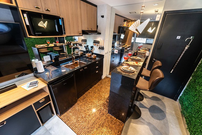 AA212 Studio sofisticado Na Bela Vista com Jacuzzi