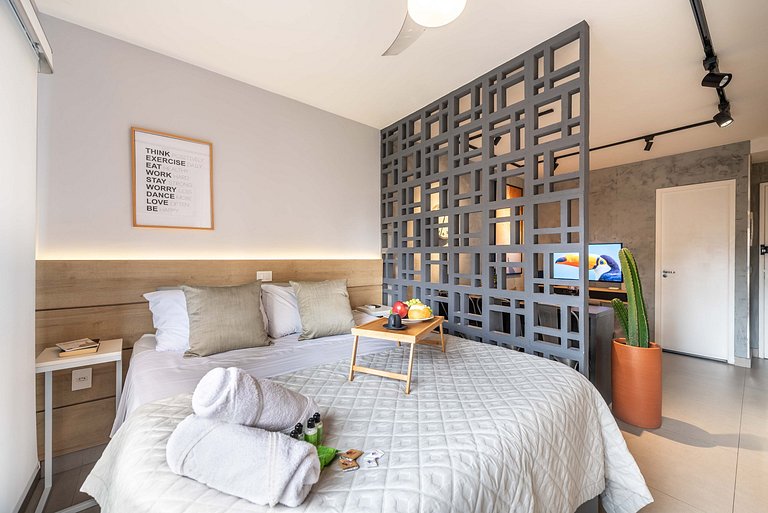 MI602 Studio Charmoso e Confortável p/ Até 4